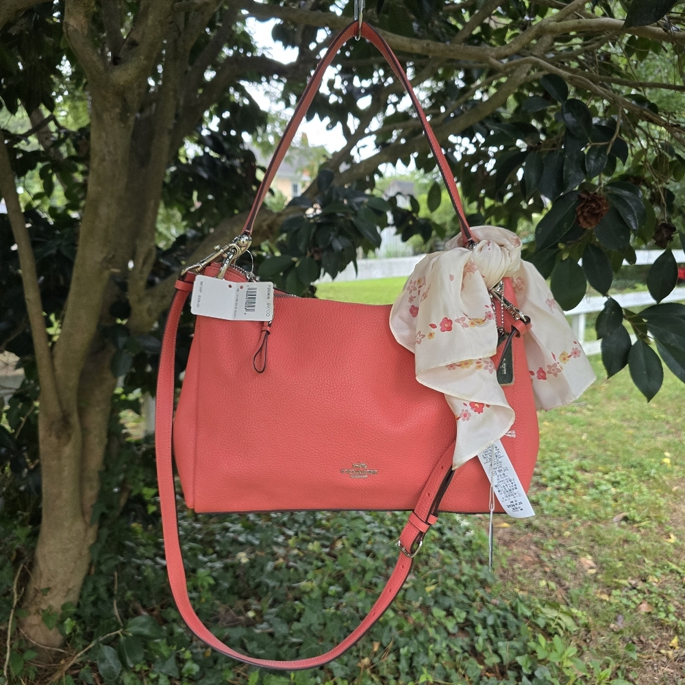 NWT Coach Mia Shoulder Bag - Coral with Scarf